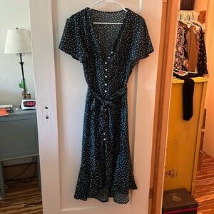 Green Polka dot Midi dress